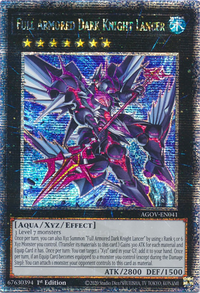 Full Armored Dark Knight Lancer (Quarter Century Secret Rare) [AGOV-EN041] Quarter Century Secret Rare Yu-Gi-Oh!