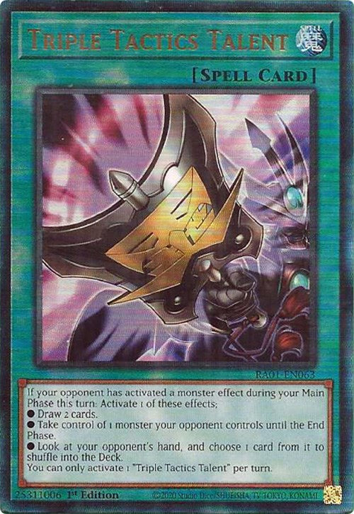 Triple Tactics Talent [RA01-EN063] Prismatic Ultimate Rare Yu-Gi-Oh!