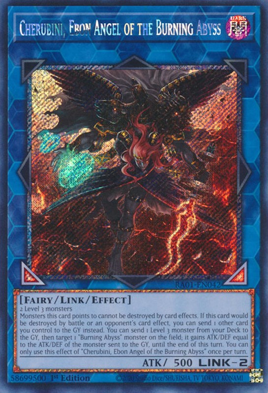 Cherubini, Ebon Angel of the Burning Abyss [RA01-EN042] Platinum Secret Rare Yu-Gi-Oh!
