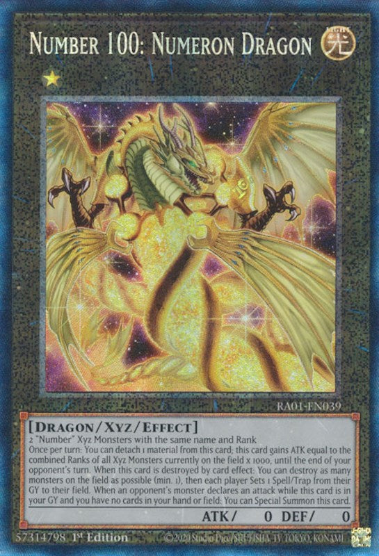 Number 100: Numeron Dragon [RA01-EN039] Prismatic Collector's Rare Yu-Gi-Oh!