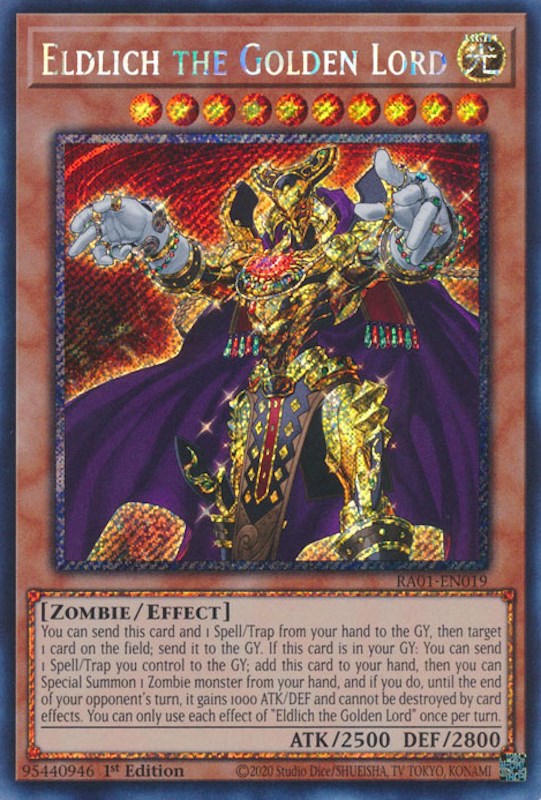 Eldlich the Golden Lord [RA01-EN019] Platinum Secret Rare Yu-Gi-Oh!
