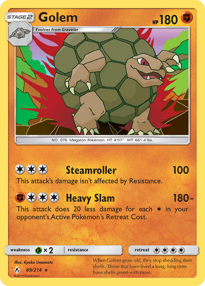 Golem (89/214) [Sun & Moon: Unbroken Bonds] Pokémon
