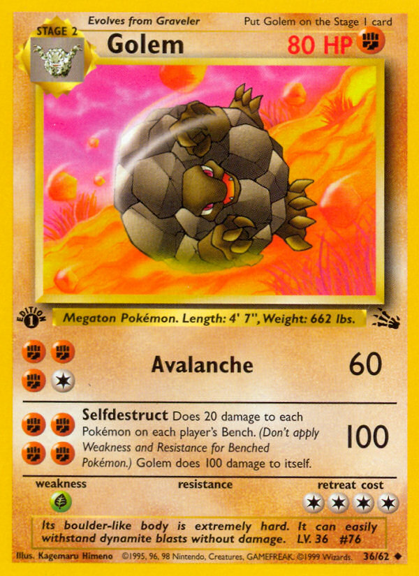 Golem (36/62) [Fossil 1st Edition] Pokémon