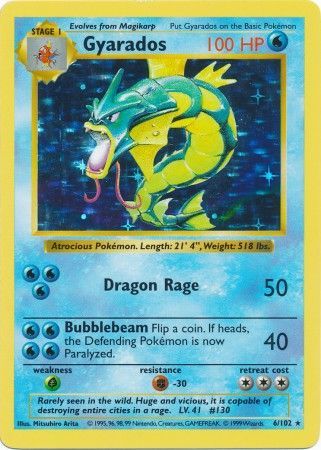 Gyarados (6/102) [Base Set Shadowless Unlimited] Pokémon
