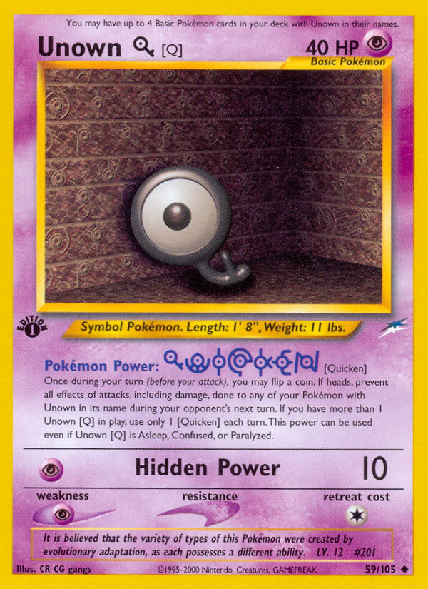 Unown [Q] (59/105) [Neo Destiny 1st Edition] Pokémon