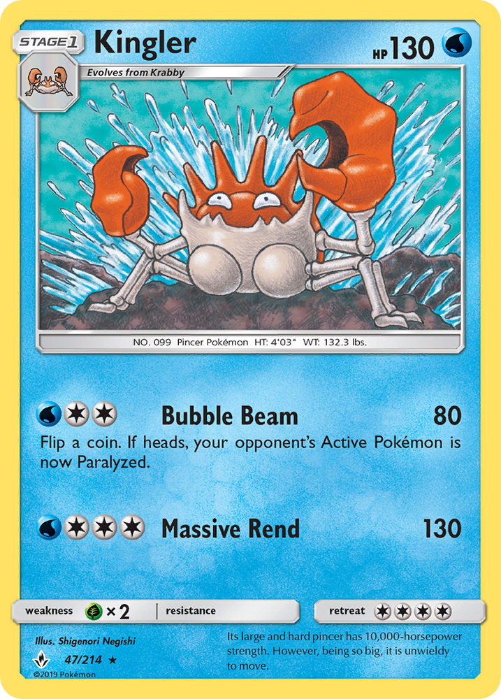 Kingler (47/214) [Sun & Moon: Unbroken Bonds] Pokémon