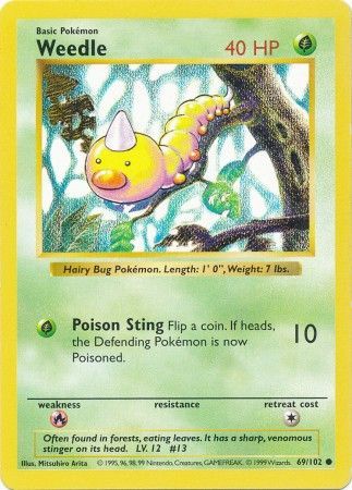 Weedle (69/102) [Base Set Shadowless Unlimited] Pokémon