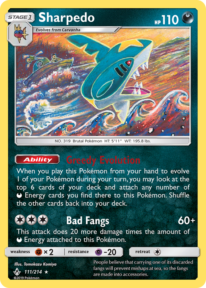 Sharpedo (111/214) [Sun & Moon: Unbroken Bonds] Pokémon