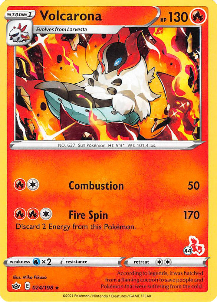 Volcarona (24/198) (Cinderace Stamp #44) [Battle Academy 2022] Pokémon
