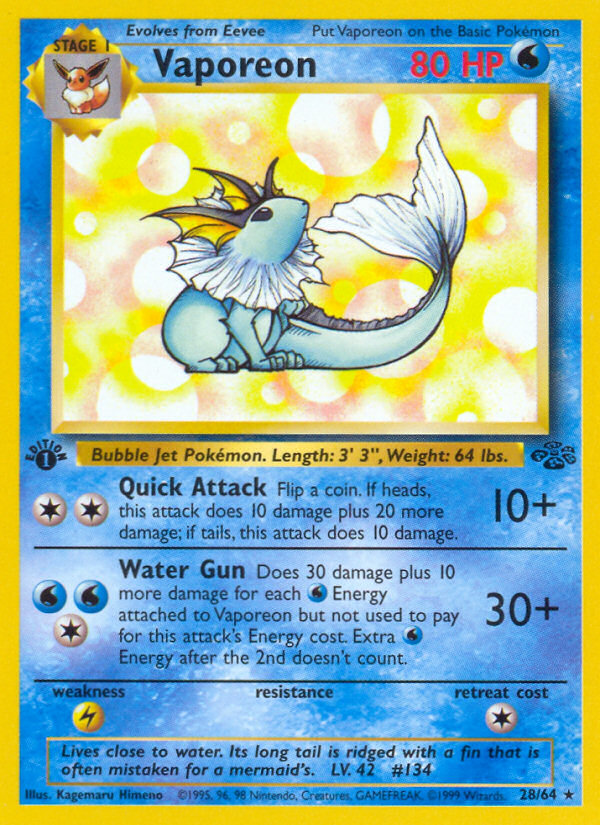 Vaporeon (28/64) [Jungle 1st Edition] Pokémon