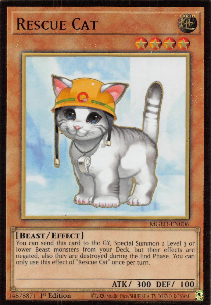 Rescue Cat [MGED-EN006] Gold Rare Yu-Gi-Oh!