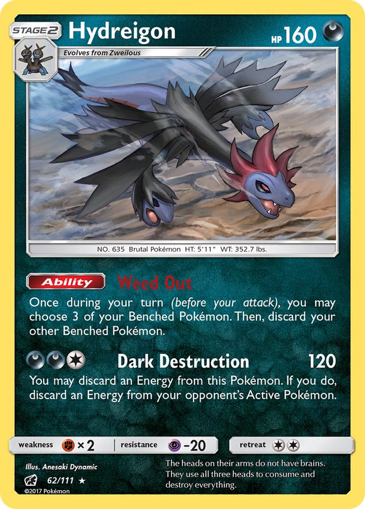 Hydreigon (62/111) (Cracked Ice Holo) (Theme Deck Exclusive) [Sun & Moon: Crimson Invasion] Pokémon