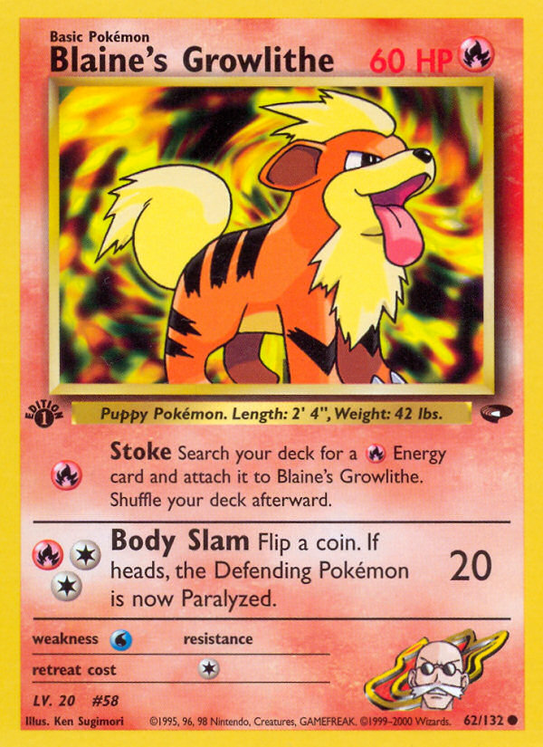 Blaine's Growlithe (62/132) [Gym Challenge 1st Edition] Pokémon