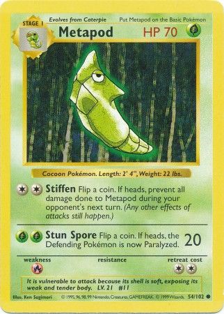 Metapod (54/102) [Base Set Shadowless Unlimited] Pokémon