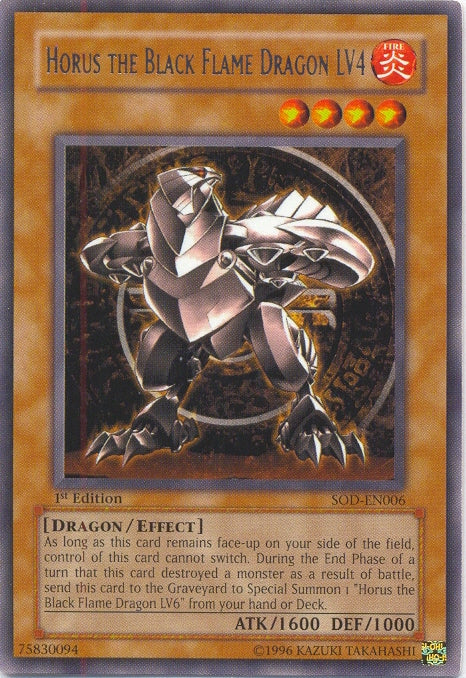 Horus The Black Flame Dragon LV4 [SOD-EN006] Rare Yu-Gi-Oh!
