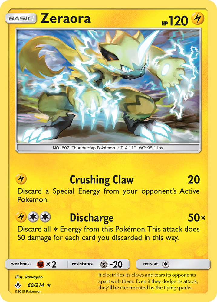 Zeraora (60/214) [Sun & Moon: Unbroken Bonds] Pokémon
