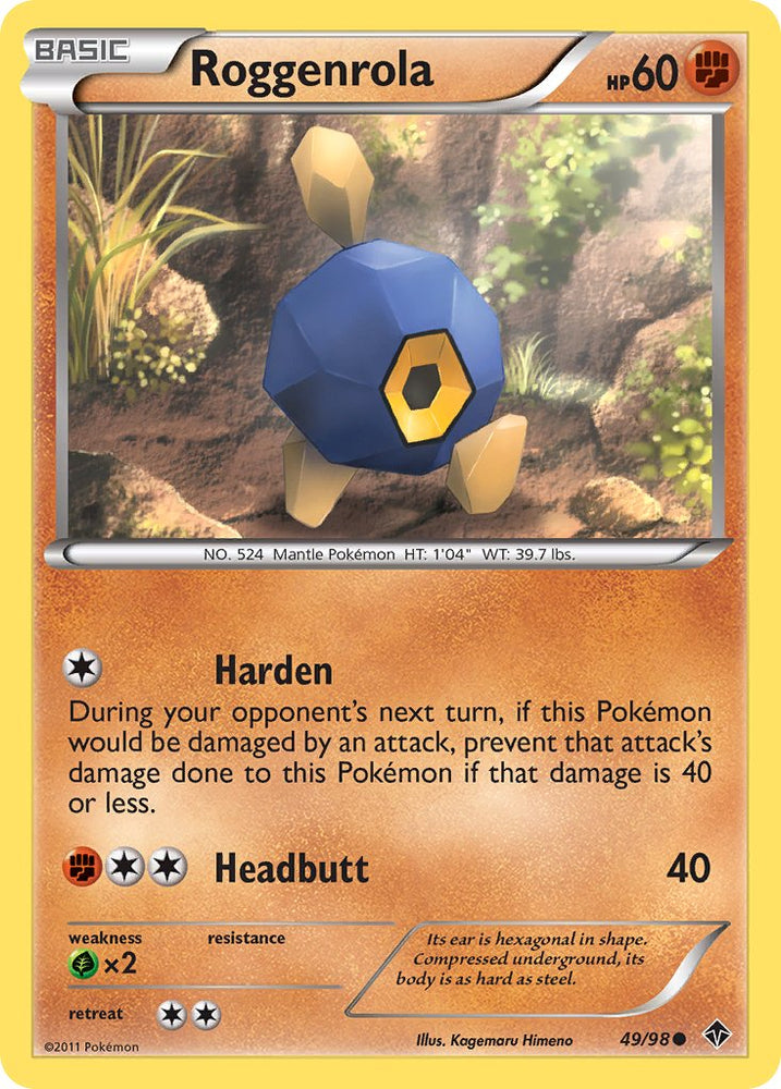 Roggenrola (49/98) (Cracked Ice Holo) (Blister Exclusive) [Black & White: Emerging Powers] Pokémon