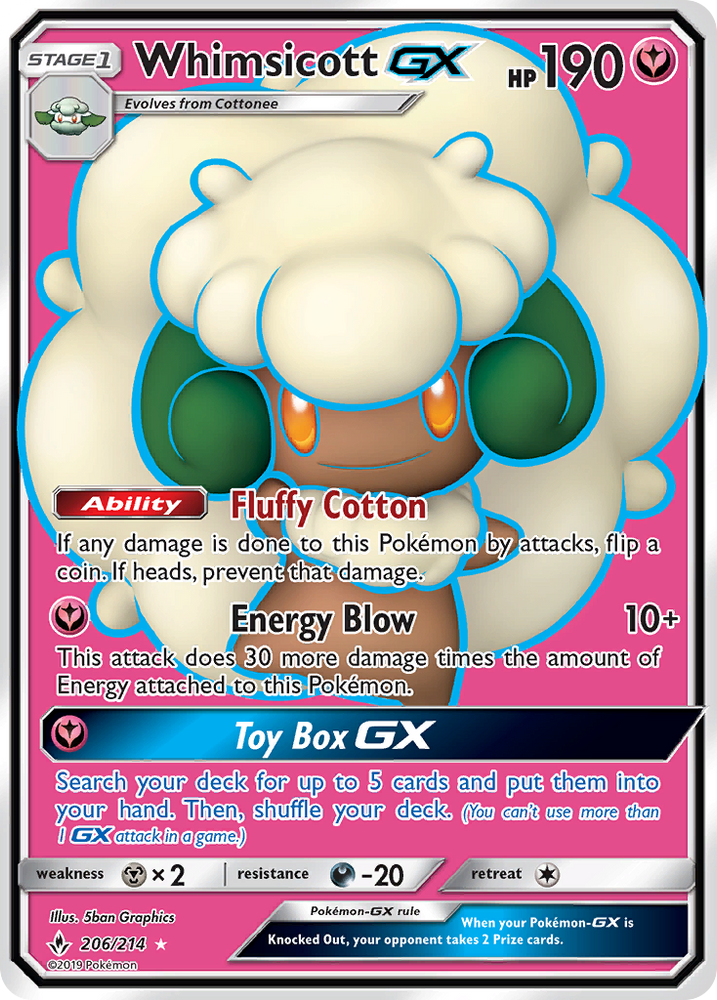 Whimsicott GX (206/214) [Sun & Moon: Unbroken Bonds] Pokémon