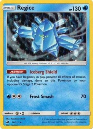 Regice (28/111) (Cosmos Holo) [Sun & Moon: Crimson Invasion] Pokémon