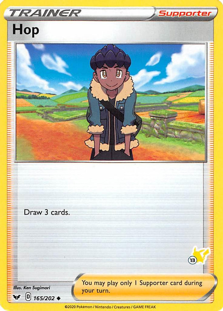 Hop (165/202) (Pikachu Stamp #13) [Battle Academy 2022] Pokémon