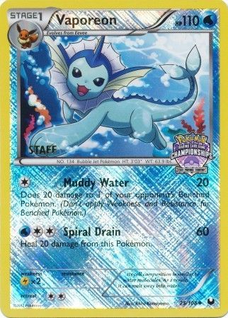 Vaporeon (25/108) (State Province Championship 2013 Promo Staff) [Black & White: Dark Explorers] Pokémon