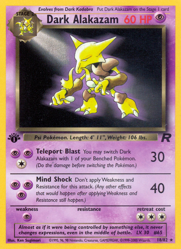 Dark Alakazam (18/82) [Team Rocket 1st Edition] Pokémon