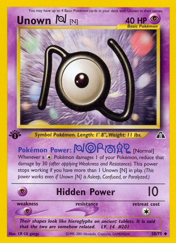 Unown [N] (50/75) [Neo Discovery 1st Edition] Pokémon