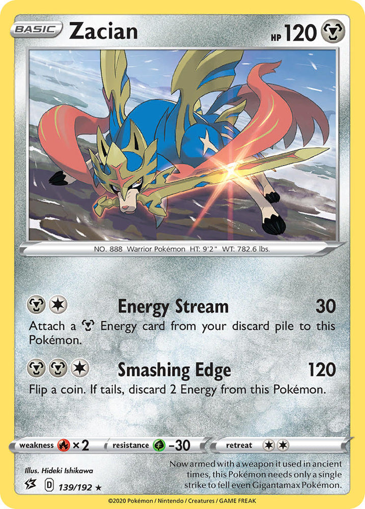 Zacian (139/192) (Cracked Ice Holo) (Theme Deck Exclusives) [Sword & Shield: Rebel Clash] Pokémon