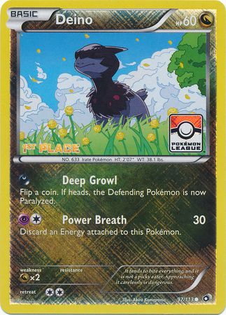 Deino (97/113) (League Promo 1st Place) [Black & White: Legendary Treasures] Pokémon