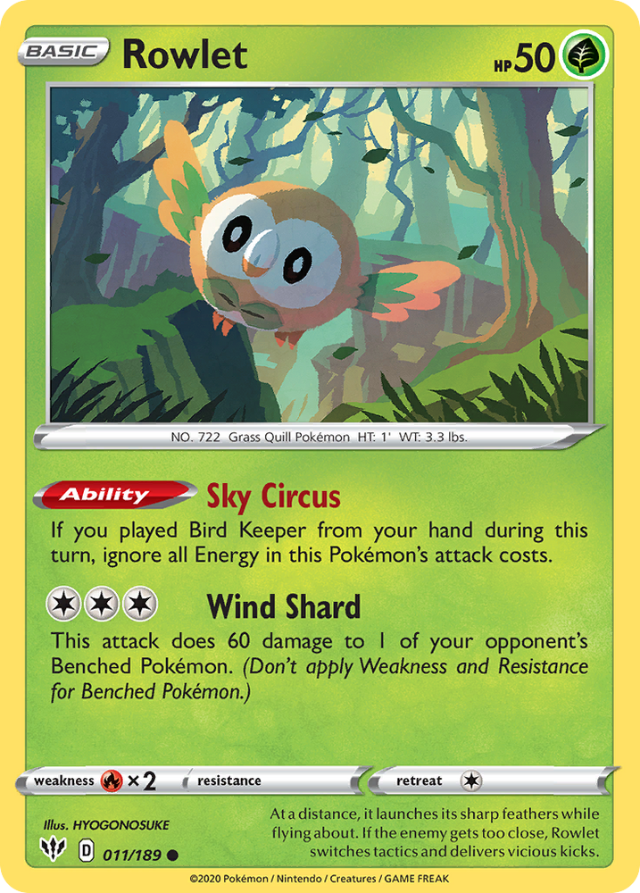 Rowlet (011/189) [Sword & Shield: Darkness Ablaze] Pokémon