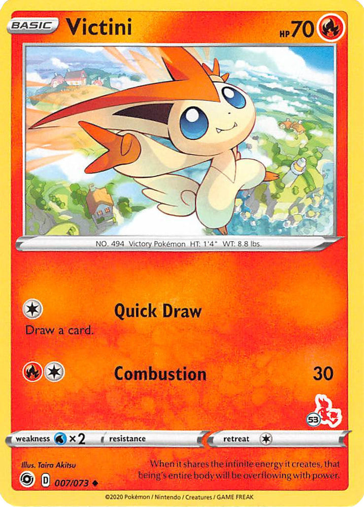 Victini (007/073) (Cinderace Stamp #53) [Battle Academy 2022] Pokémon