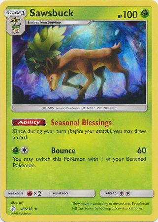 Sawsbuck (16/236) (Build & Battle Box Exclusive) [Sun & Moon: Cosmic Eclipse] Pokémon