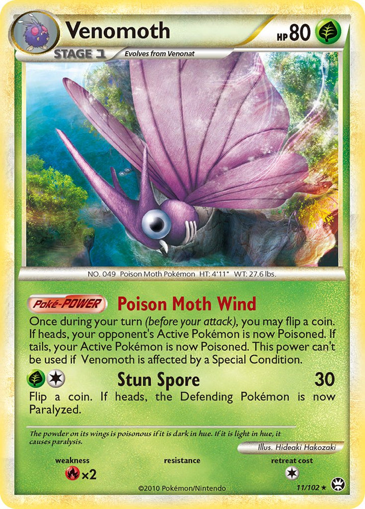 Venomoth (11/102) (Theme Deck Exclusive) [HeartGold & SoulSilver: Triumphant] Pokémon