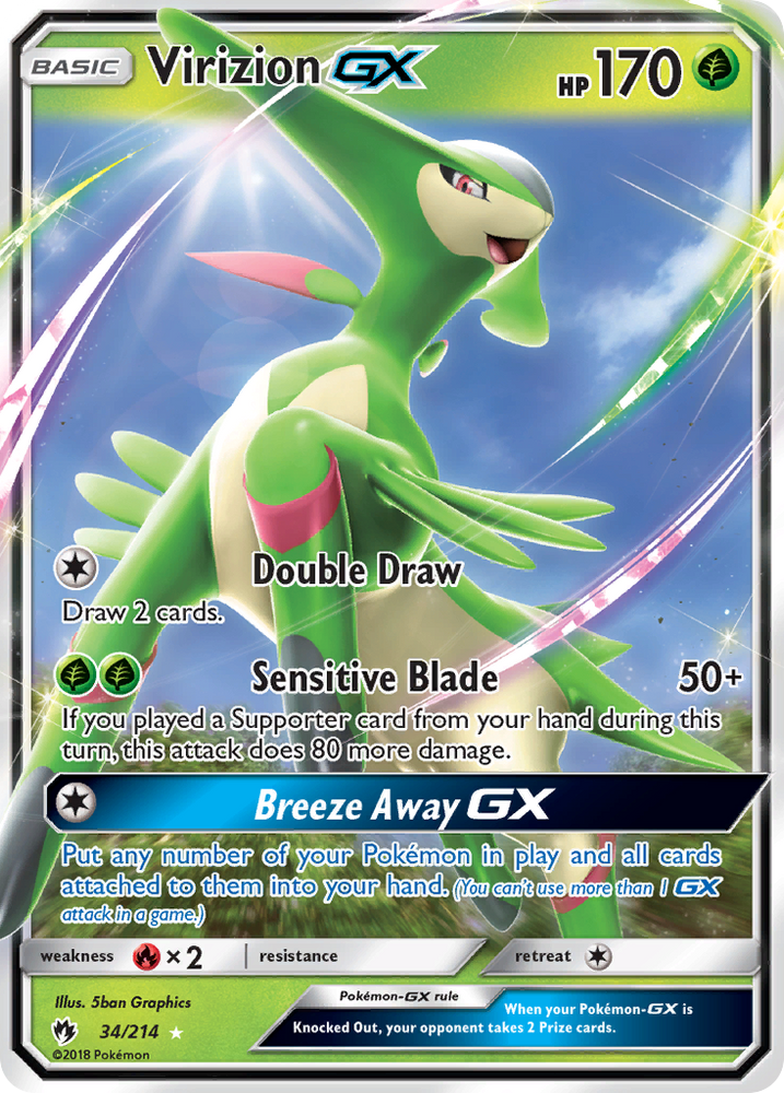Virizion GX (34/214) [Sun & Moon: Lost Thunder] Pokémon
