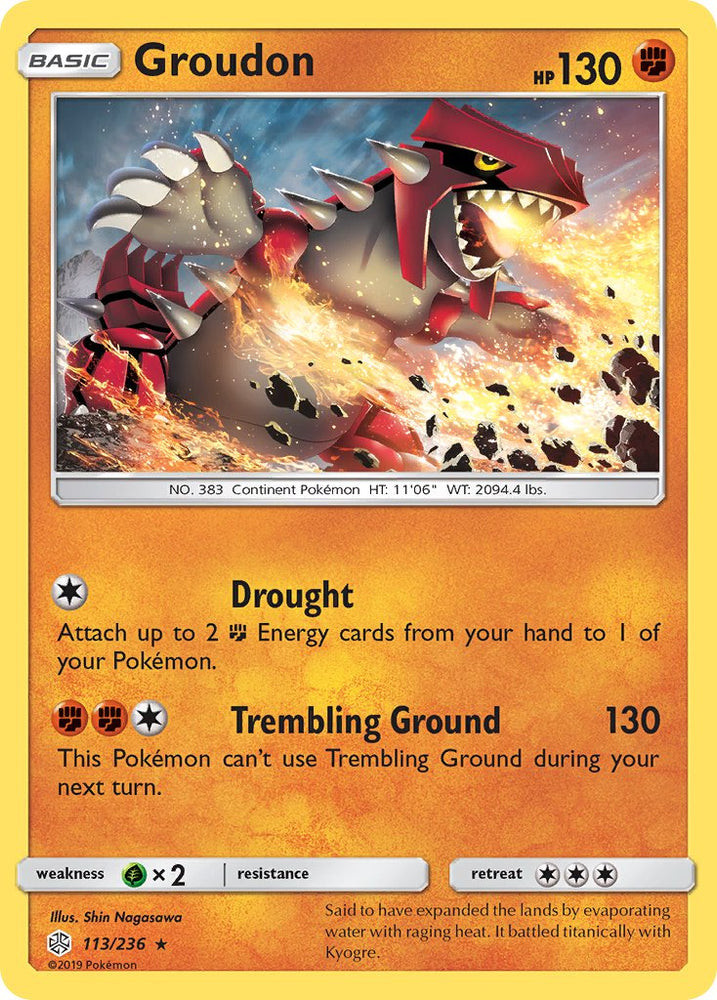 Groudon (113/236) (Cracked Ice Holo) (Theme Deck Exclusive) [Sun & Moon: Cosmic Eclipse] Pokémon