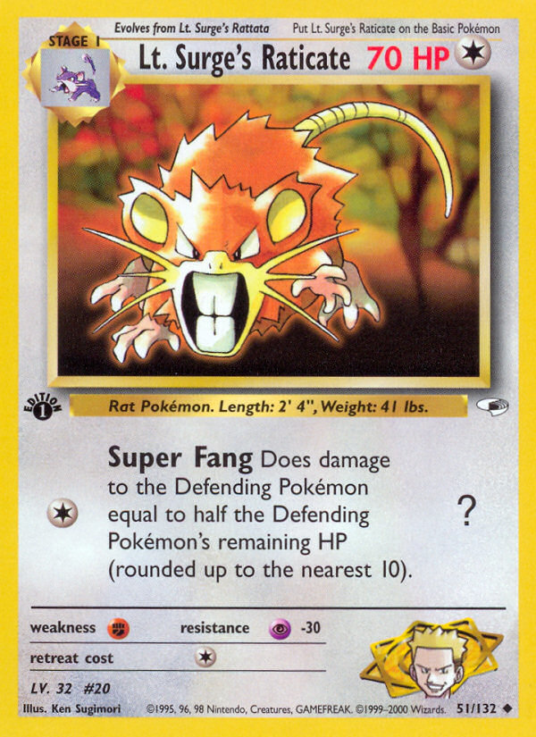 Lt. Surge's Raticate (51/132) [Gym Heroes 1st Edition] Pokémon