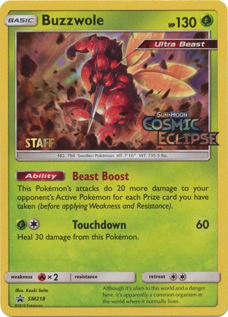 Buzzwole (SM218) (Staff Prerelease Promo) [Sun & Moon: Black Star Promos] Pokémon
