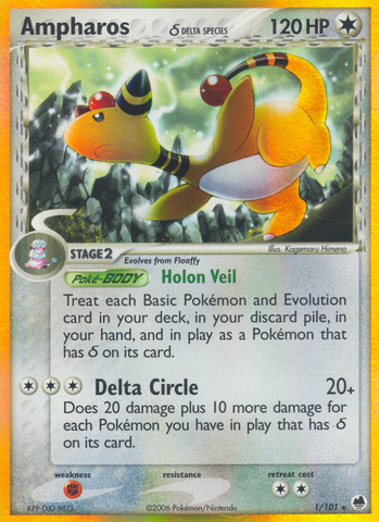 Ampharos (1/101) (Delta Species) [EX: Dragon Frontiers] Pokémon