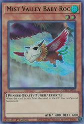 A 1st edition Ultra Rare "Mist Valley Baby Roc" card from the Yugioh Set: Ghosts From the Past.