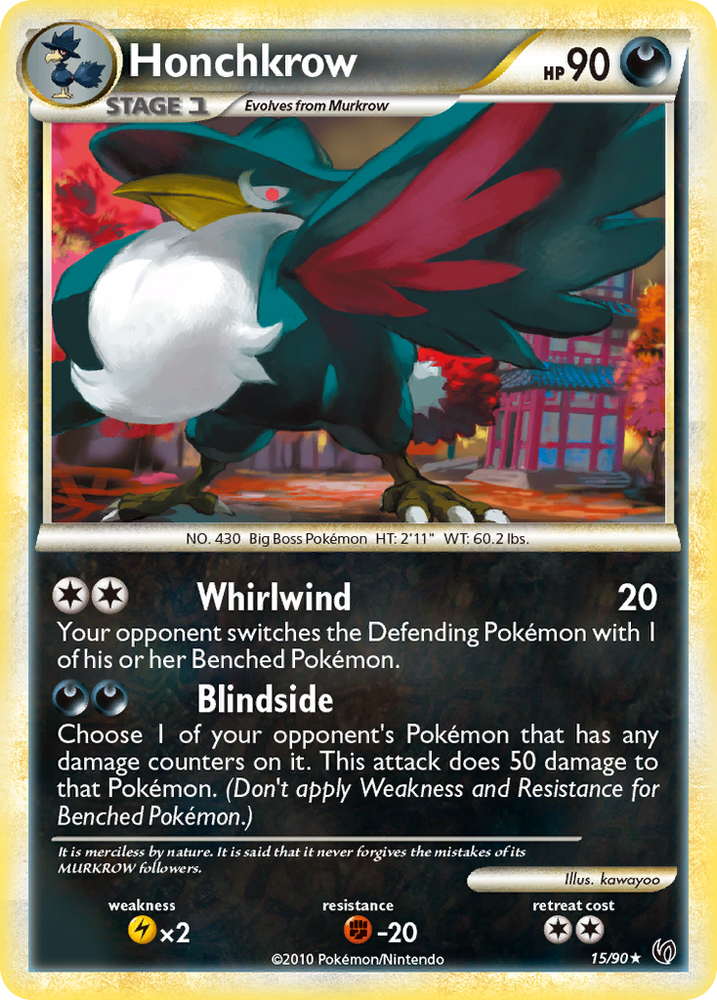 Honchkrow (15/90) [HeartGold & SoulSilver: Undaunted] Pokémon