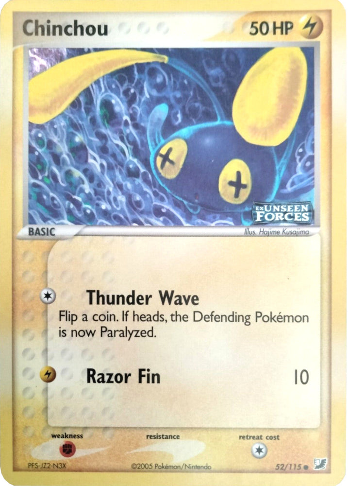 Chinchou (52/115) (Stamped) [EX: Unseen Forces] Pokémon