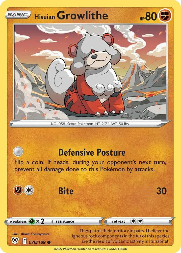 Hisuian Growlithe (070/189) (Theme Deck Exclusive) [Sword & Shield: Astral Radiance] Pokémon