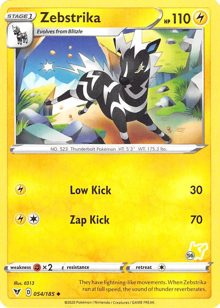 Zebstrika (054/185) (Pikachu Stamp #56) [Battle Academy 2022] Pokémon