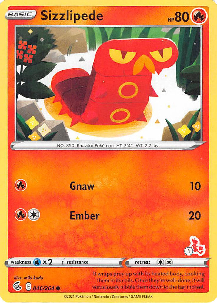 Sizzlipede (046/264) (Cinderace Stamp #1) [Battle Academy 2022] Pokémon