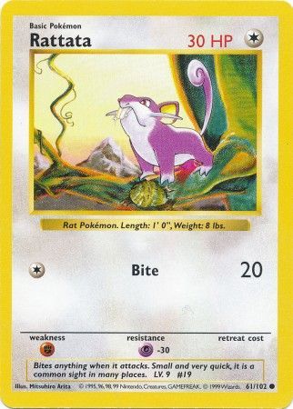 Rattata (61/102) [Base Set Shadowless Unlimited] Pokémon