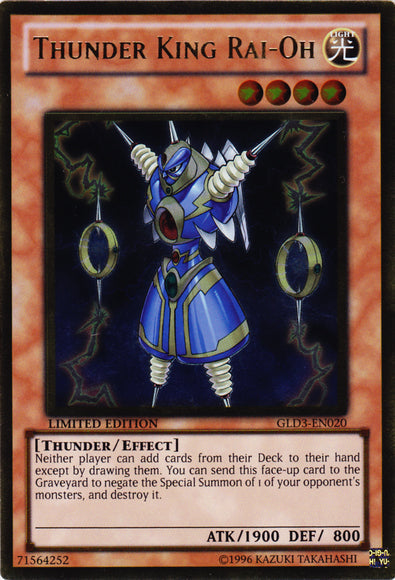 Thunder King Rai-Oh [GLD3-EN020] Gold Rare Yu-Gi-Oh!