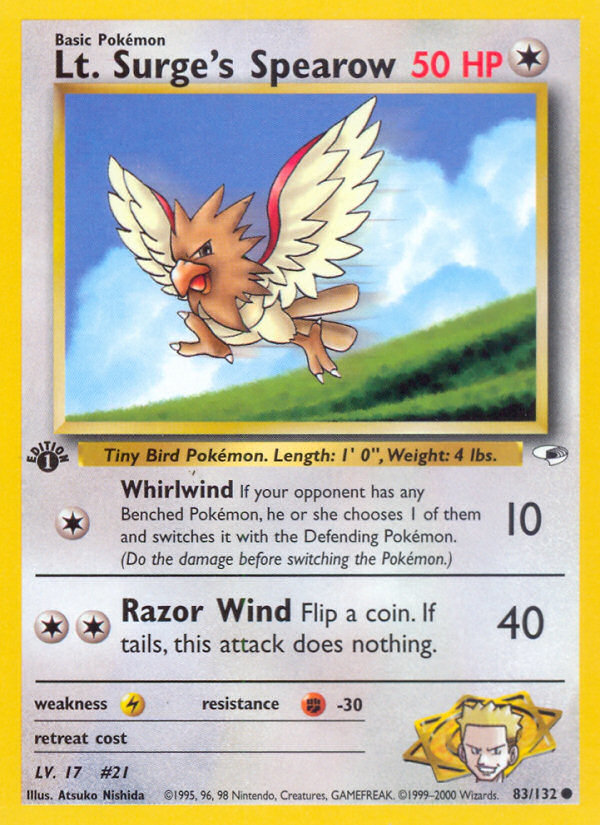 Lt. Surge's Spearow (83/132) [Gym Heroes 1st Edition] Pokémon