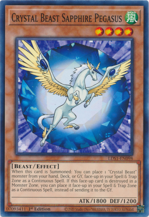 Crystal Beast Sapphire Pegasus [LDS1-EN098] Common Yu-Gi-Oh!