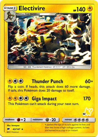 Electivire (43/147) (Pikachu Stamp #32) [Battle Academy 2020] Pokémon