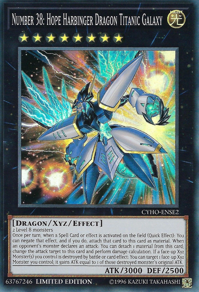 Number 38: Hope Harbinger Dragon Titanic Galaxy [CYHO-ENSE2] Super Rare Yu-Gi-Oh!